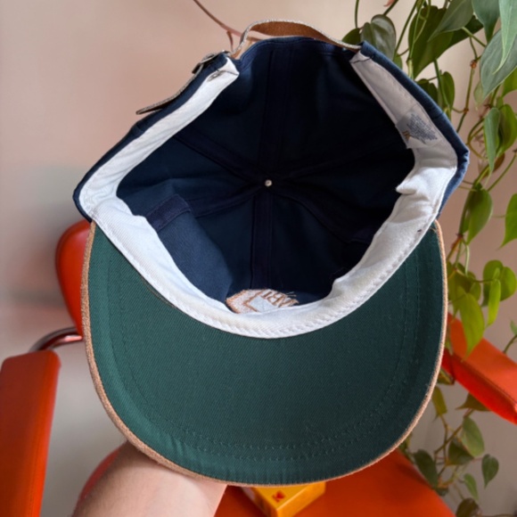 Vintage MBI 2 tone hat blue beige embroided strapback leather dad hat - Picture 6 of 7